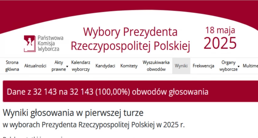 zrzut ekranu, strona PKW